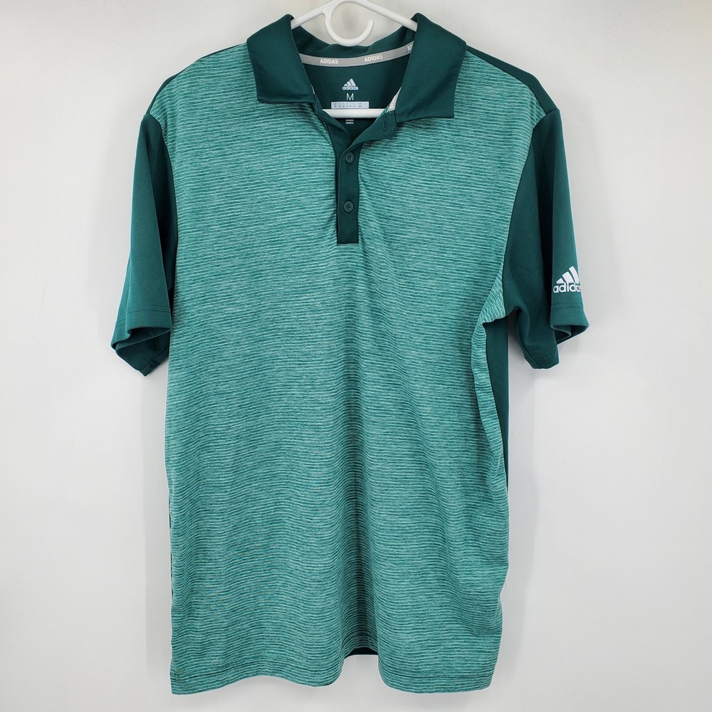 Adidas Golf Mens‎ Medium Green Space Dye Short Sleeve Performance Polo Athletic